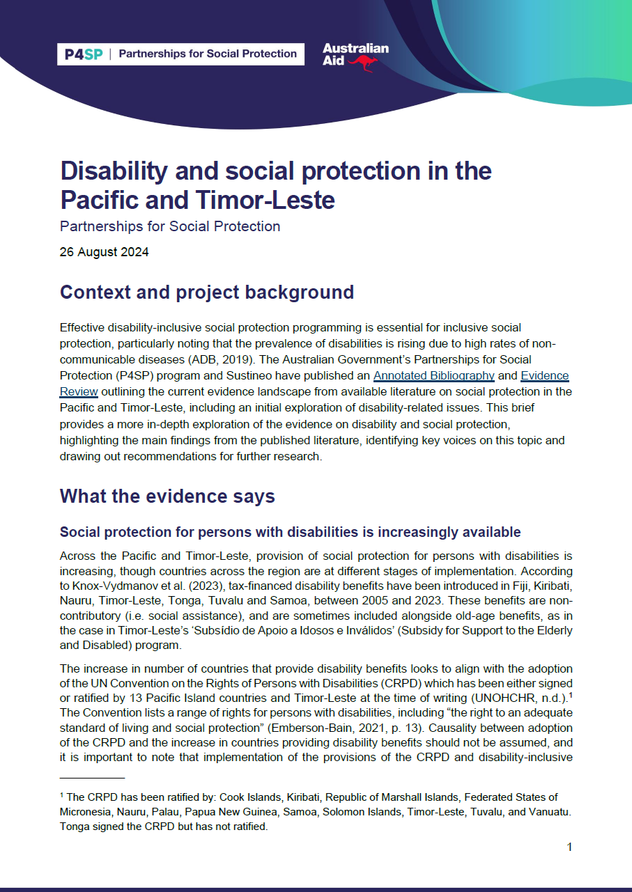 Disability and social protection brief cover